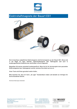 Haftmagnete, Elektrohaftmagnet, Datenblatt, Zeichnungen