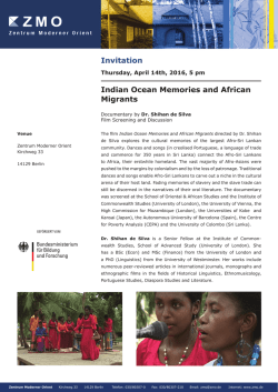 Invitation Indian Ocean Memories and African Migrants