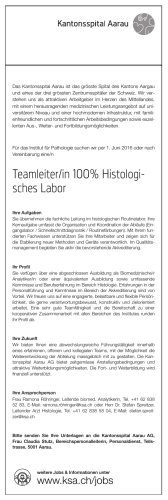 Teamleiter/in 100% Histologi- sches Labor