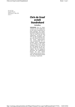 Seite 1 von 1 Chris de Graaf erzielt Standrekord 24.03.2016 http