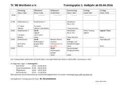 TC `88 Wertheim e.V. Trainingsplan 1. Halbjahr ab 05.04.2016