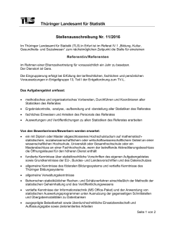 Thüringer Landesamt für Statistik Stellenausschreibung Nr. 11/2016