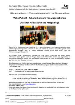 Flyer "Volle Pulle?! - Alkoholkonsum von Jugendlichen"