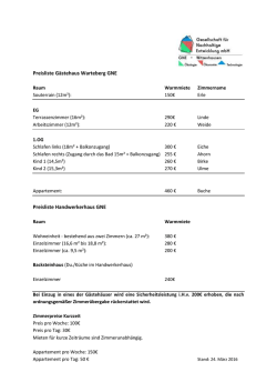 Preisliste Gästehaus Warteberg GNE Preisliste Handwerkerhaus GNE