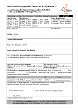 DEM Meldebogen Spieler - Jugendschach in Brandenburg