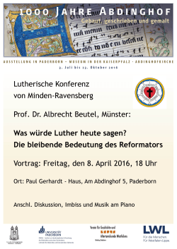Luther Vortrag 8. April Prof. Dr. Albrecht Beutel, Münster