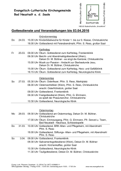 Gottesdienste und Veranstaltungen bis 03.04.2016