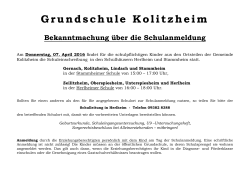 Grundschule Kolitzheim Bekanntmachung über die Schulanmeldung