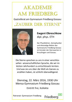Ewgeni Obreschkow dipl. phys. ETH Dienstag, 22. März 2016, 1930