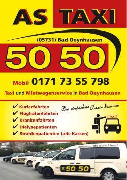 Mobil 0171 73 55 798 - AS Taxi und Mietwagenservice in Bad