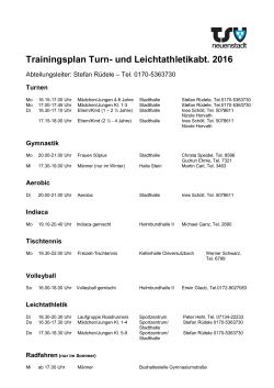 Trainingsplan - TSV Neuenstadt