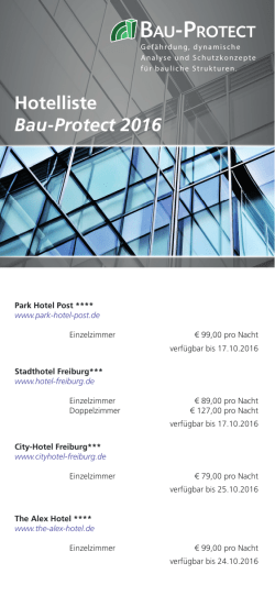 Hotelliste als PDF - Bau-Protect &ndash; 15. und 16.November 2016