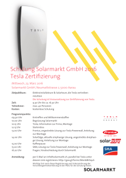 Schulung Solarmarkt GmbH 2016 Tesla Zertifizierung