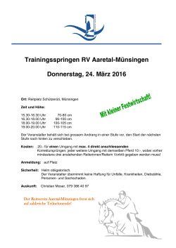 Trainingsspringen RV Aaretal-Münsingen Donnerstag, 24. März 2016