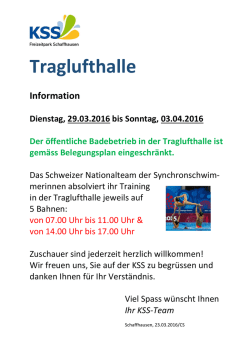 Dienstag, 29.3. - Sonntag, 3.4.2016