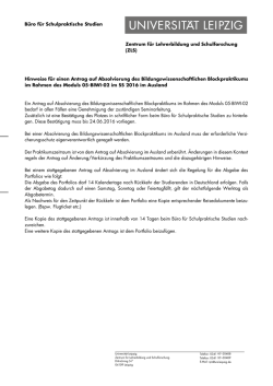 Hinweise f&uuml;r den Antrag auf Absolvierung im