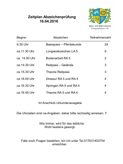 Zeitplan Abzeichenprüfung 16.04.2016