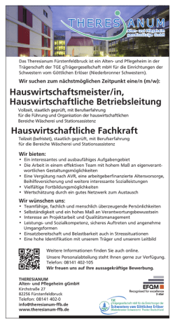 hauswirtschaftliche Betriebsleitung