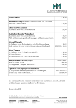 Honorarliste  - Dr. Markus Mattheis