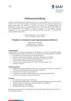Stellenausschreibung - Bundesanstalt für Materialforschung und