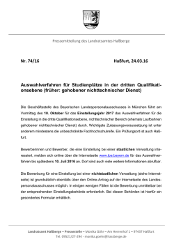 Studienplatz im öffentlichen Dienst? Jetzt für Auswahlverfahren
