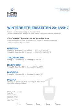 winterbetriebszeiten 2016/2017