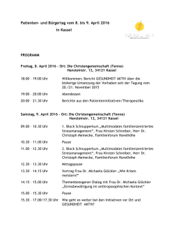 Patienten- und Bürgertag vom 8. bis 9. April 2016 in Kassel