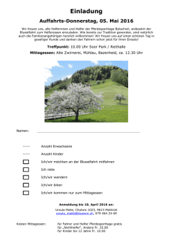 Einladung Auffahrts-Donnerstag, 05. Mai 2016