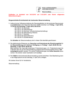 Eingeschr&auml;nkte Erreichbarkeit Steuerverwaltung BL