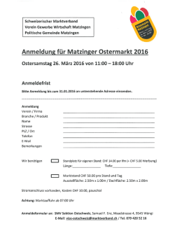 Anmeldung für Matzinger Ostermarkt 2016