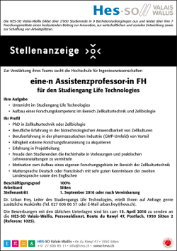 eine&middot;n Assistenzprofessor&middot;in FH