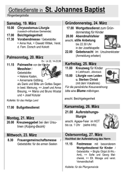 Gottesdienste in St. Johannes Baptist
