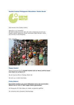 Goethe-Institut Philippinen Newsletter: Easter Break Happy Easter