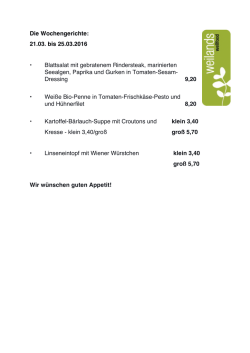Die Wochengerichte - weilands wellfood