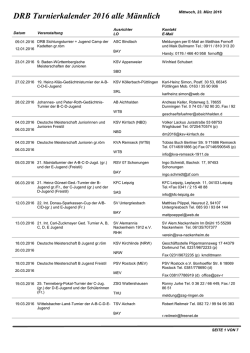 DRB Turnierkalender 2016 alle M&auml;nnlich