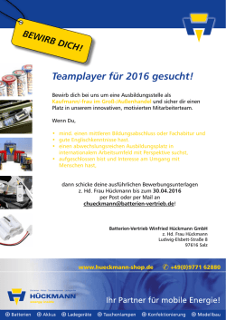 Teamplayer für 2016 gesucht!