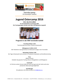 Jugend Ostercamp 2016 - ESTESS Tennis Academy Seefeld