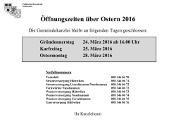 Öffnungszeiten über Ostern 2016