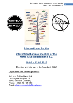 Informationen for the international annual meeting of the Matra Club