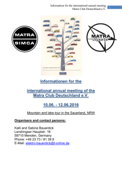 Informationen for the international annual meeting of the Matra Club