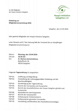 Hosp iz- ln it iative Salzgitter eV - Hospiz