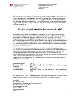 Hochschulpraktikant/-in Personalrecht VBS
