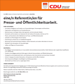 eine/n Referentin/en f&uuml;r Presse- und &Ouml;ffentlichkeitsarbeit.