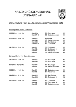Starteinteilung RWK Sportpistole