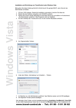 Installationsanleitung TravelControl unter Vista