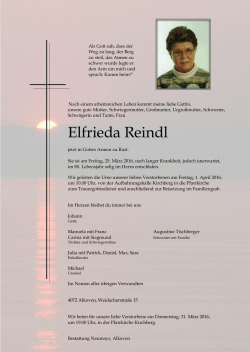 Elfrieda Reindl - Bestattung Neumayr