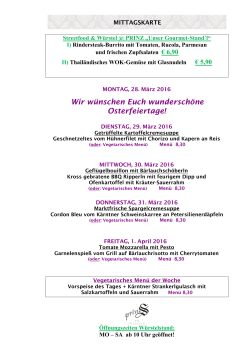 MITTAGSMENÜ WOCHENKARTE KW 13