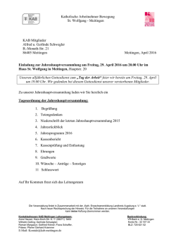 Katholische Arbeitnehmer Bewegung St. Wolfgang