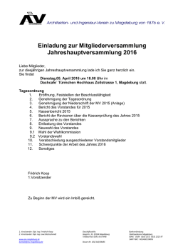 Einladung zur Mitgliederversammlung