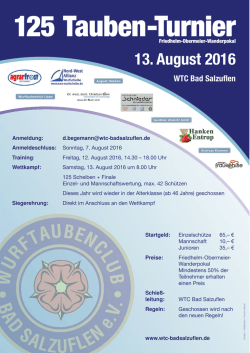 13. August 2016 - Wurftaubenclub | Bad Salzuflen